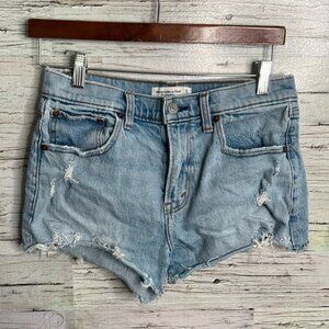 Abercrombie and fitch mom jean cut off shorts mid rise size 27/4  denim blue